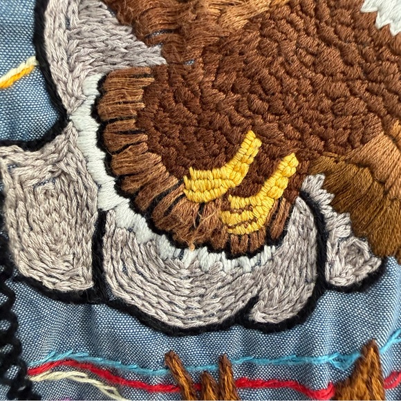 Vintage Levi's Orange Tab Hand Embroidered Button Up Chambray Shirt Bald Eagle - Picture 4 of 15
